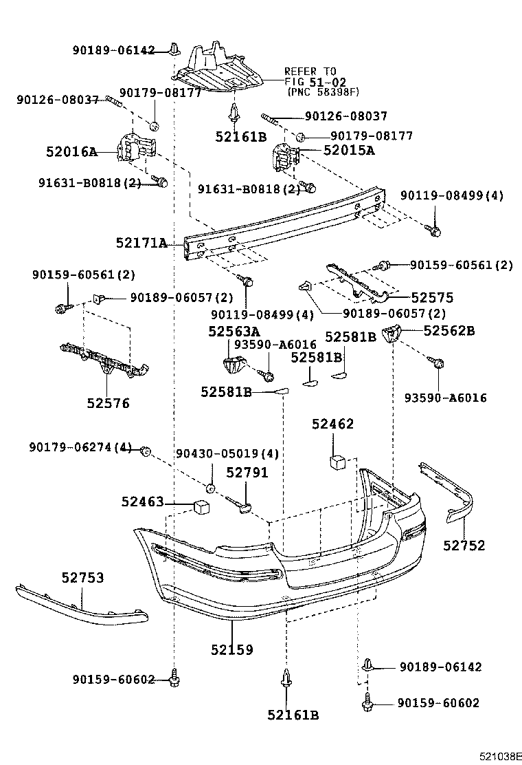 52159-05090-J1 COVER, REAR BUMPER product image