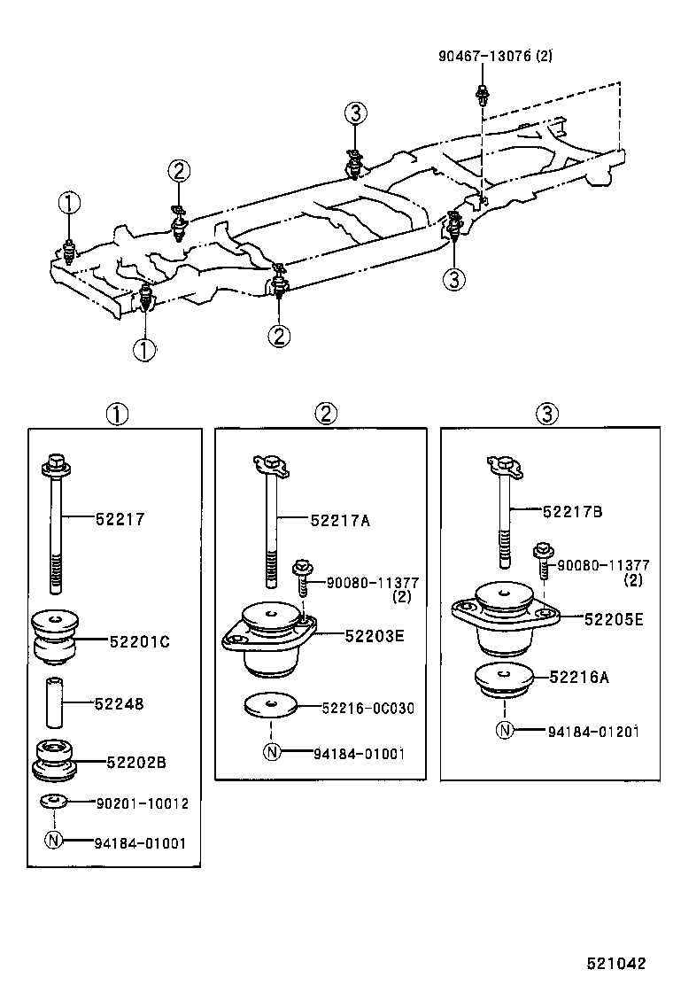52201-0C010 CUSHIION SUB-ASSY, CAB MOUNTING, NO.1 UPPER product image