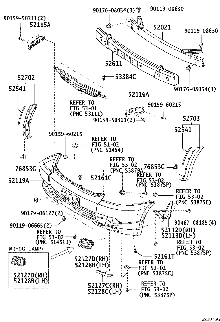 52112-68020 EXTENSION, FRONT BUMPER, RH product image