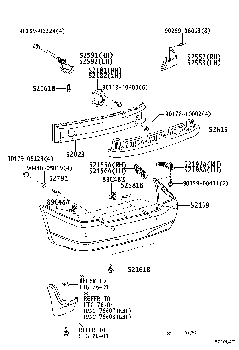 52155-02040 SUPPORT, REAR BUMPER SIDE, RH product image