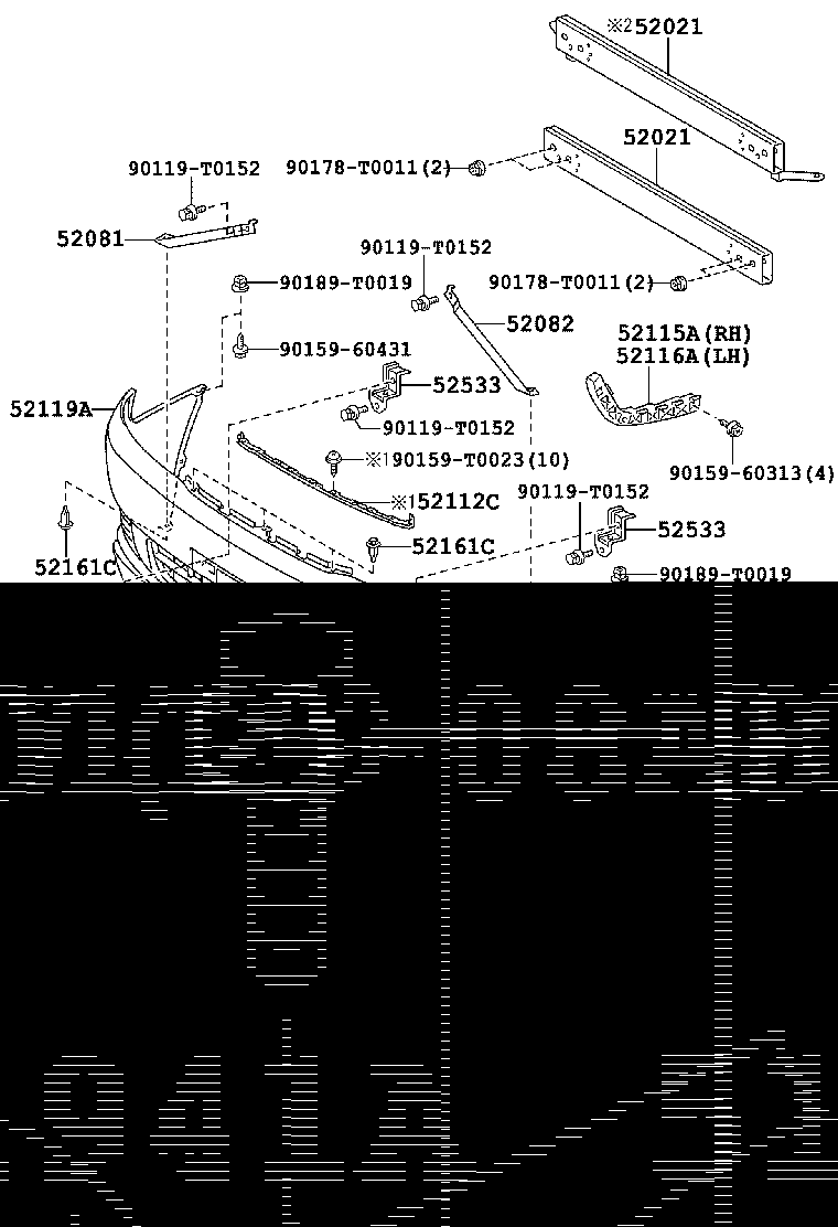 52021-0K040 REINFORCEMENT SUB-ASSY, FRONT BUMPER product image