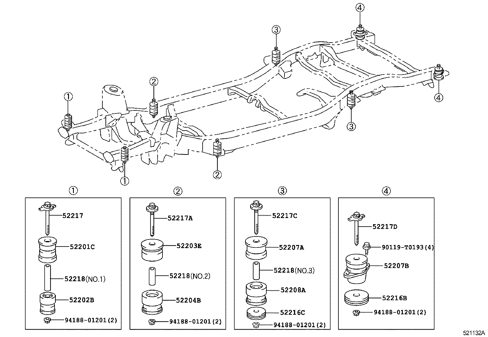 52201-0K020 CUSHIION SUB-ASSY, CAB MOUNTING, NO.1 UPPER product image