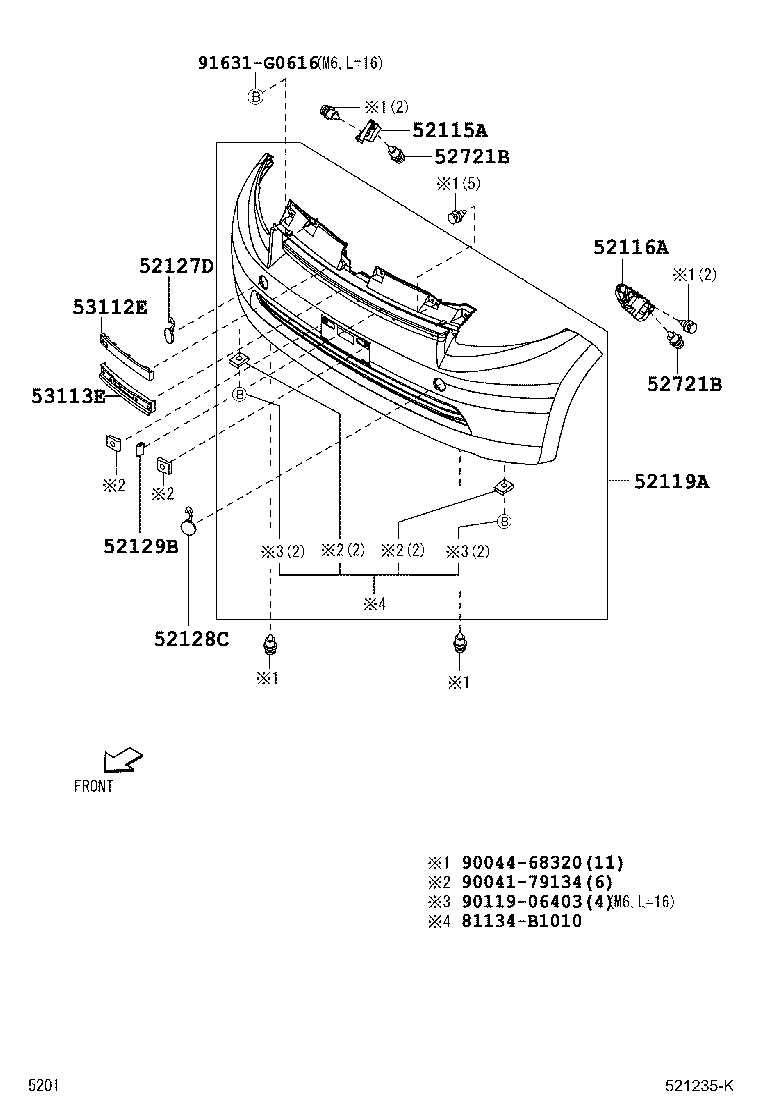52115-B1010 SUPPORT, FRONT BUMPER SIDE, RH product image