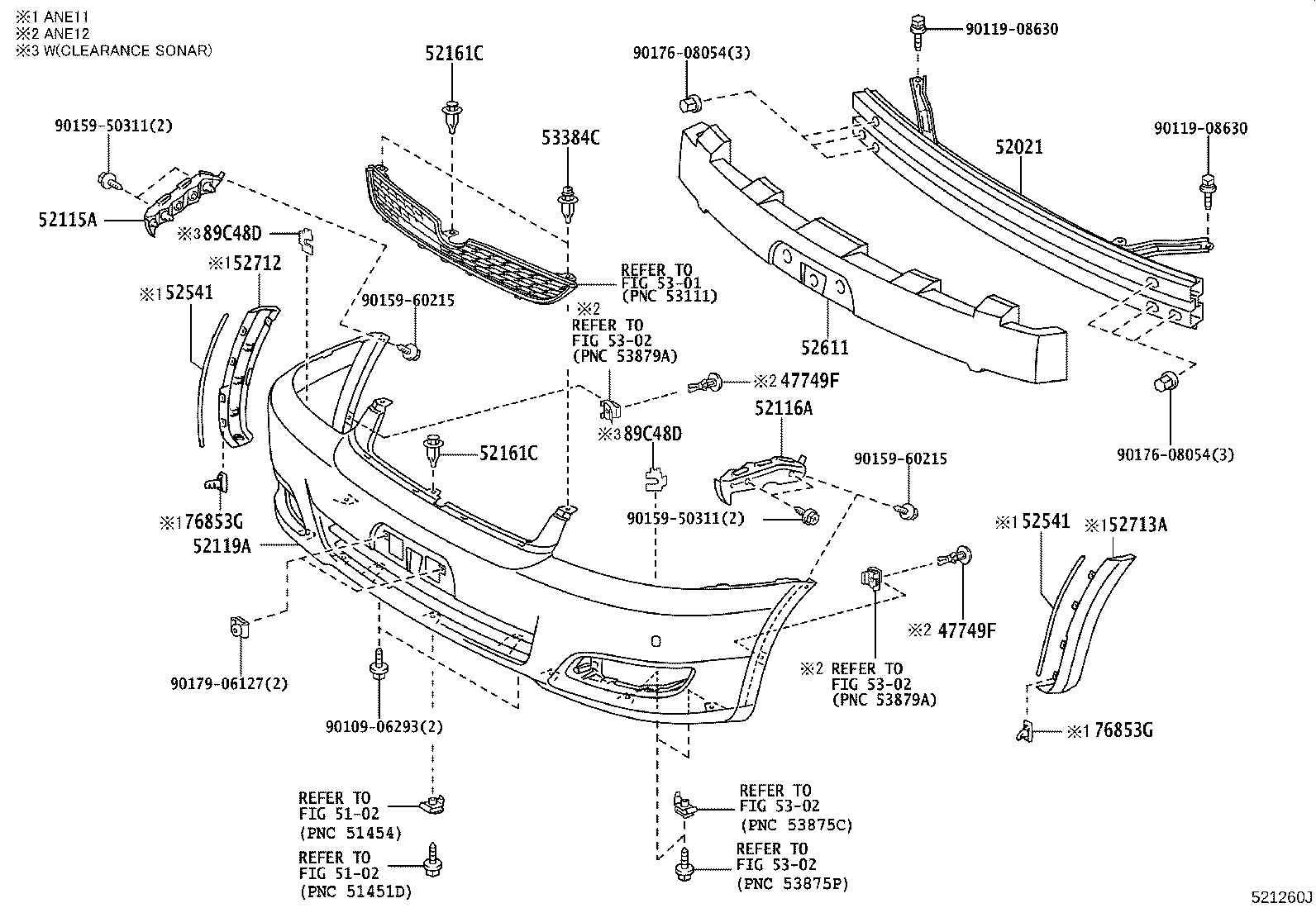 52112-68020 EXTENSION, FRONT BUMPER, RH product image