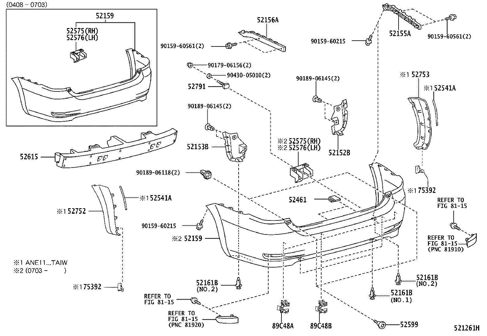 52155-0M010 SUPPORT, REAR BUMPER SIDE, RH product image