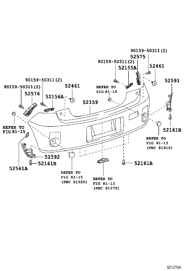 52155-52070 SUPPORT, REAR BUMPER SIDE, RH product image
