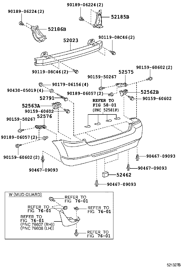 52591-13040 SEAL, REAR BUMPER SIDE, RH product image
