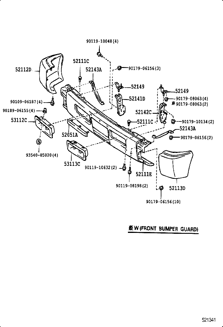 52506-60020 RETAINER, FRONT BUMPER, LOWER CENTER product image