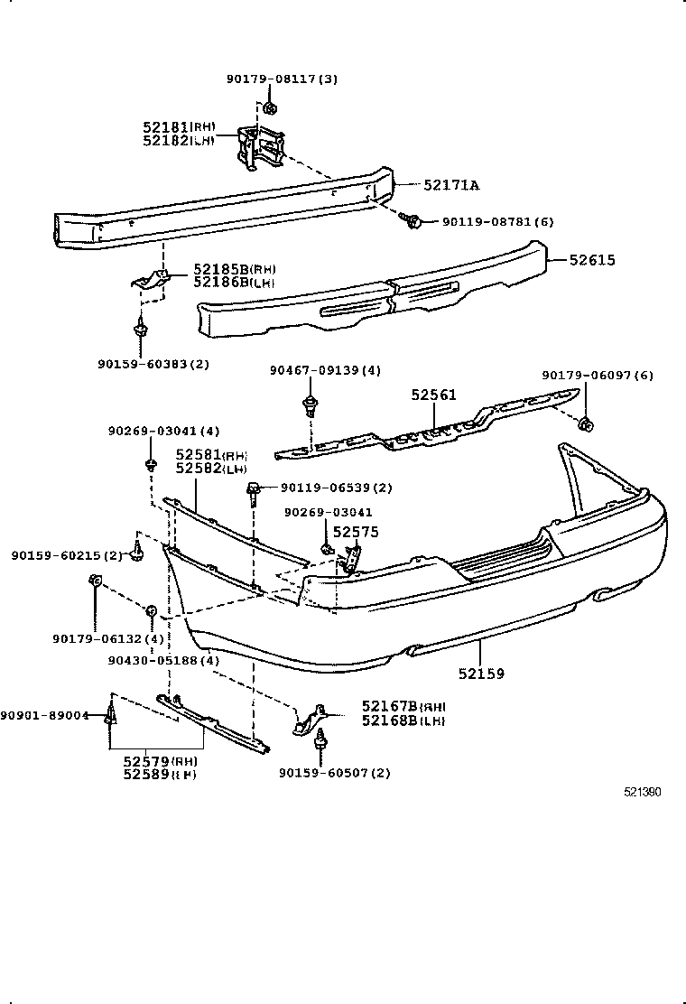 52159-30160-C0 COVER, REAR BUMPER product image