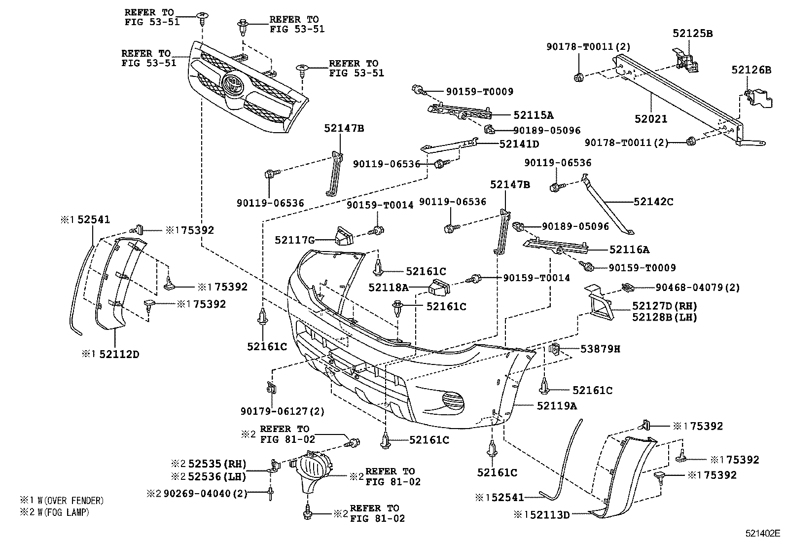 52115-0P010 RETAINER, FRONT BUMPER EXTENSION, NO.1 product image