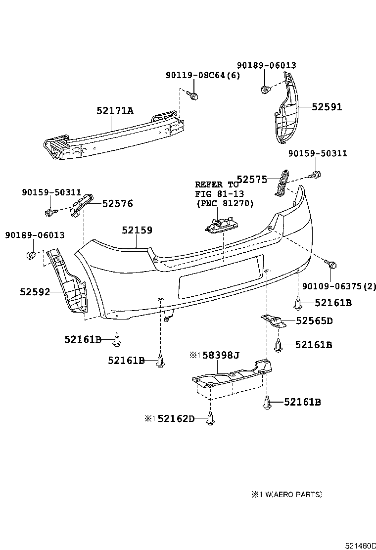 52023-0D010 REINFORCEMENT, REAR BUMPER, NO.1 product image