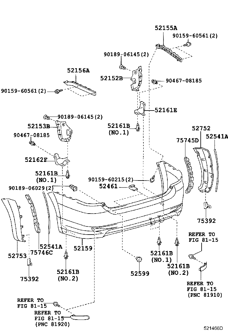 52155-0M010 SUPPORT, REAR BUMPER SIDE, RH product image