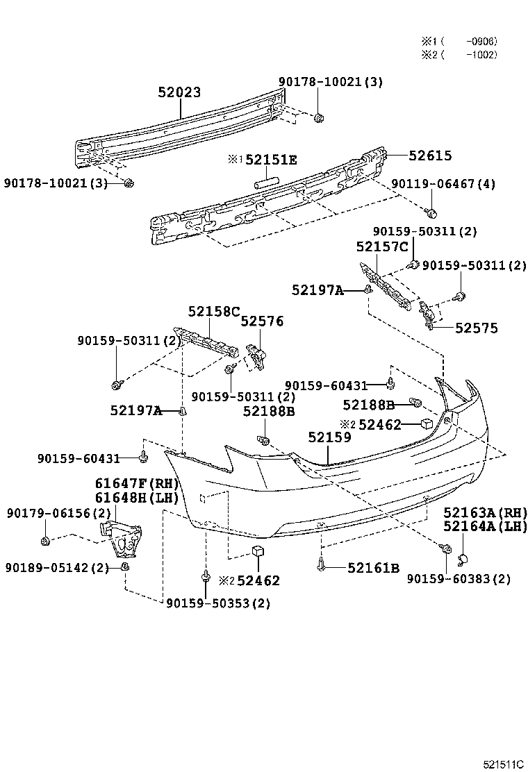 52151-33030 BAR, REAR BUMPER product image