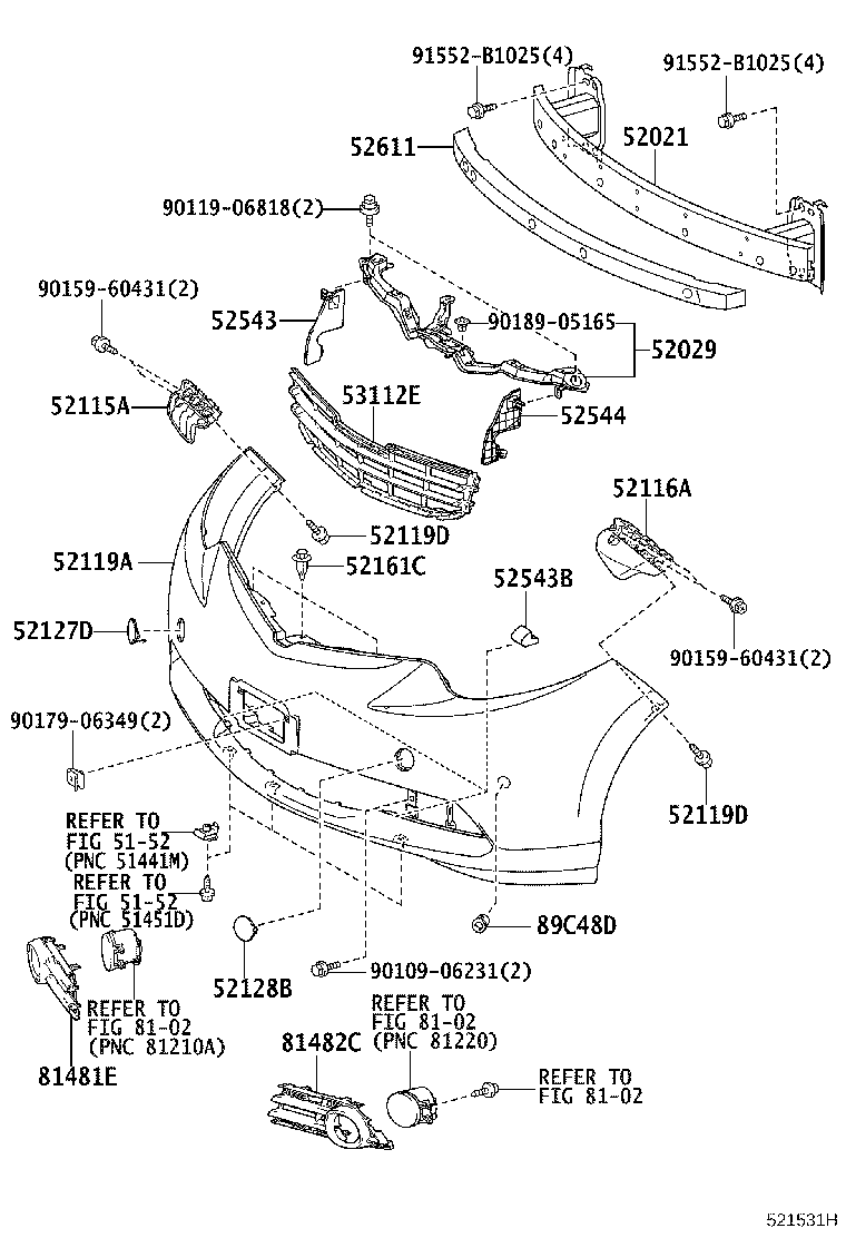 52611-28080 ABSORBER, FRONT BUMPER ENERGY product image