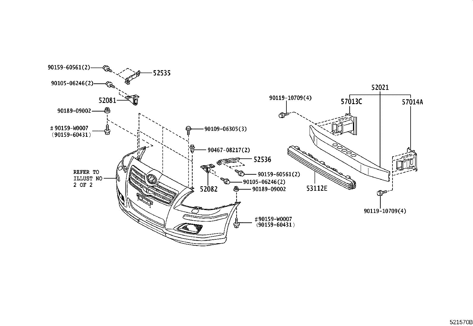 52535-05020 RETAINER, FRONT BUMPER SIDE, RH product image