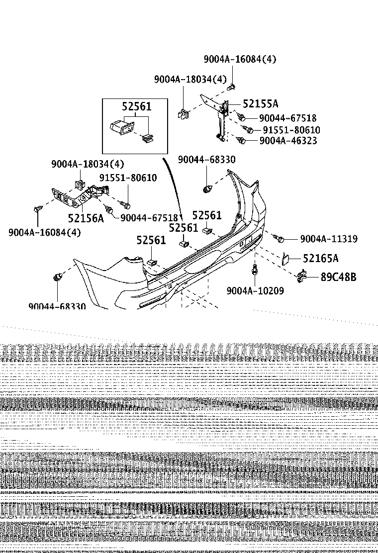 52155-BZ040 SUPPORT, REAR BUMPER SIDE, RH product image
