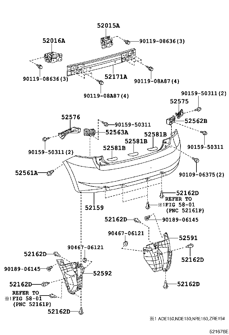 52159-12933 COVER, REAR BUMPER product image
