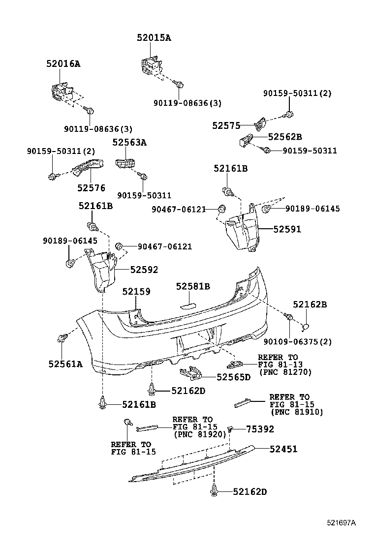52591-12220 SEAL, REAR BUMPER SIDE, RH product image