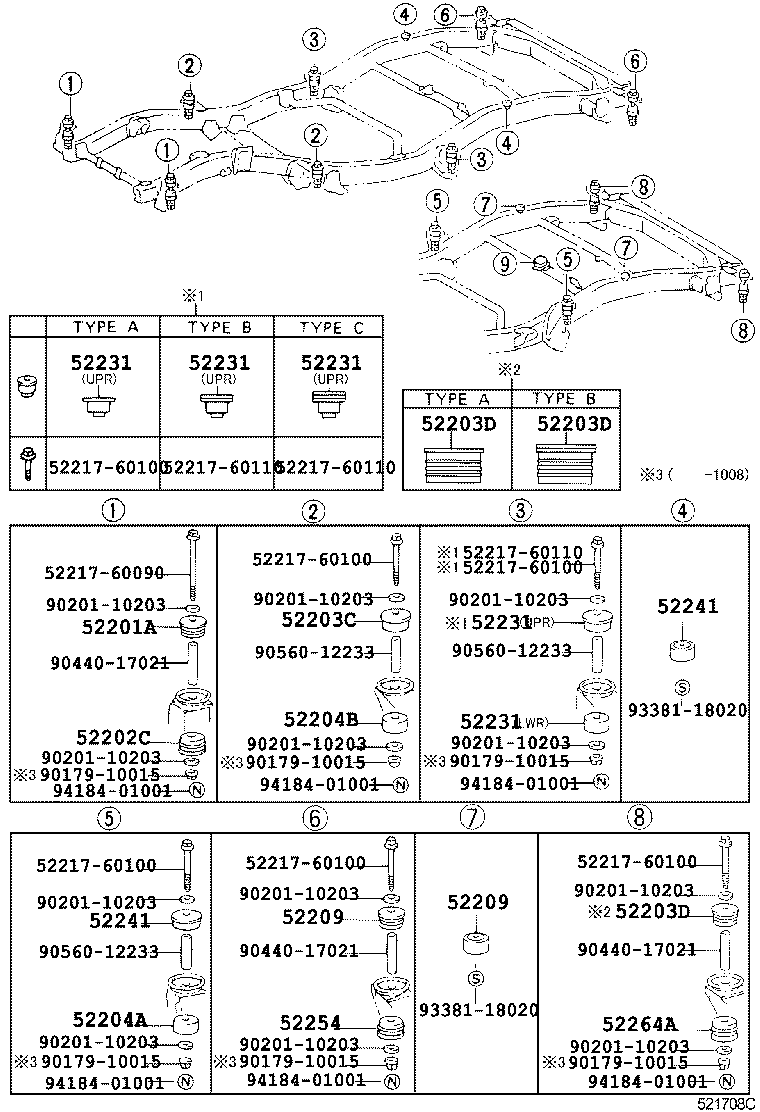 52203-60120 CUSHION SUB-ASSY, CAB MOUNTING, NO.2 UPPER product image