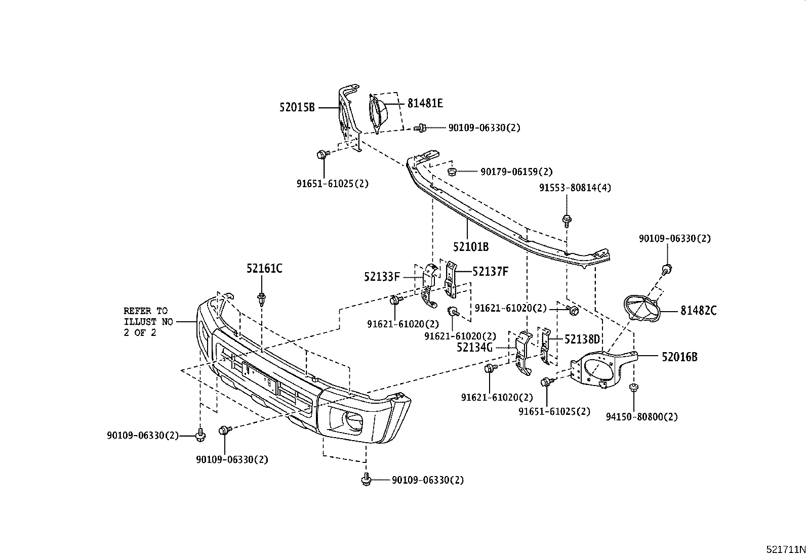 52112-60901 EXTENSION, FRONT BUMPER, RH product image
