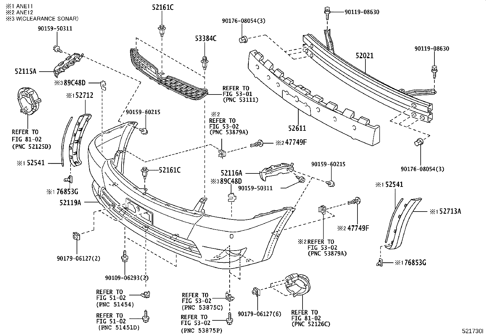 52112-68020 EXTENSION, FRONT BUMPER, RH product image