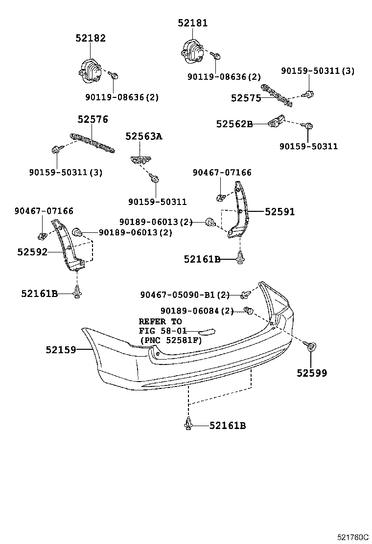 52015-12360 ARM SUB-ASSY, REAR BUMPER, RH product image