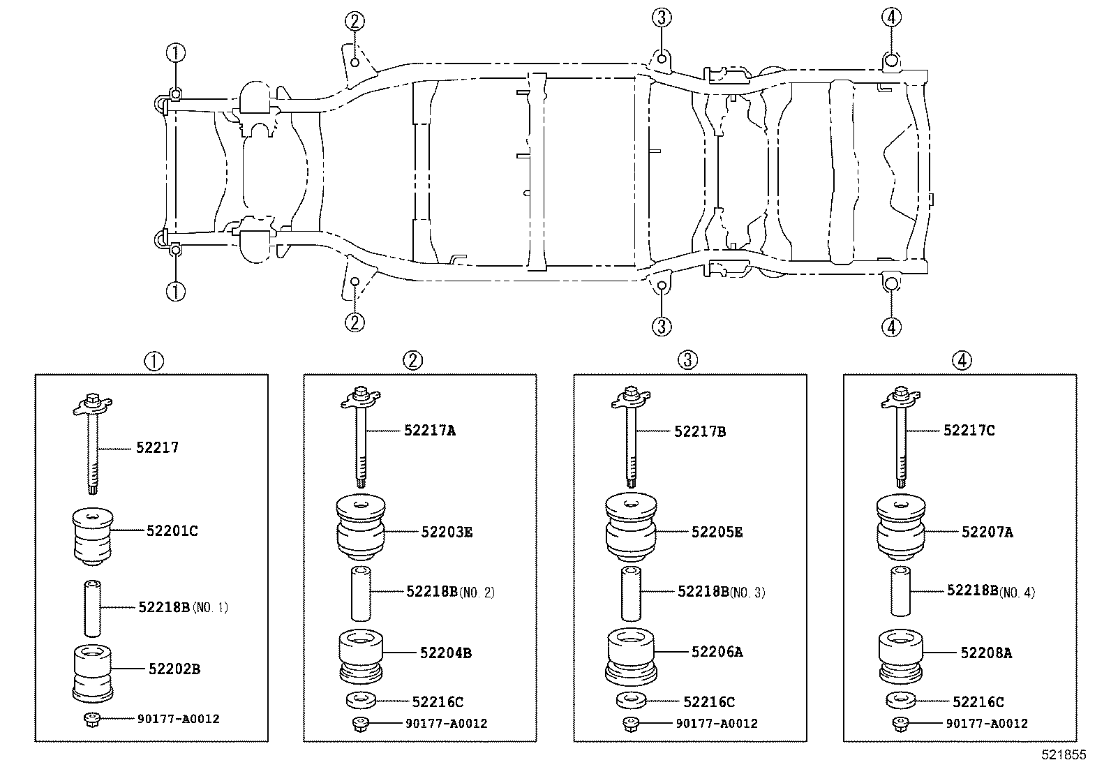 52202-0C020 CUSHIION SUB-ASSY, CAB MOUNTING, NO.1 LOWER product image