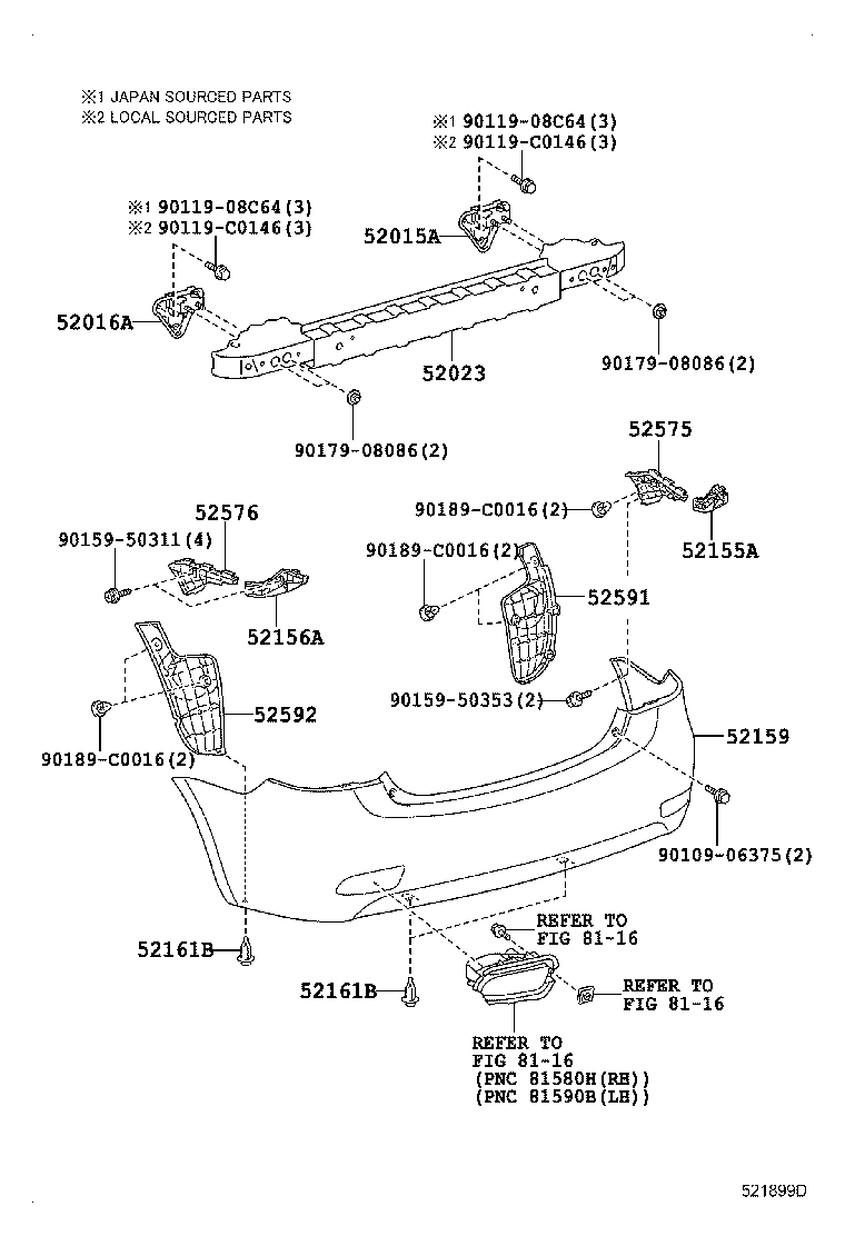 52592-0D080 SEAL, REAR BUMPER SIDE, LH product image