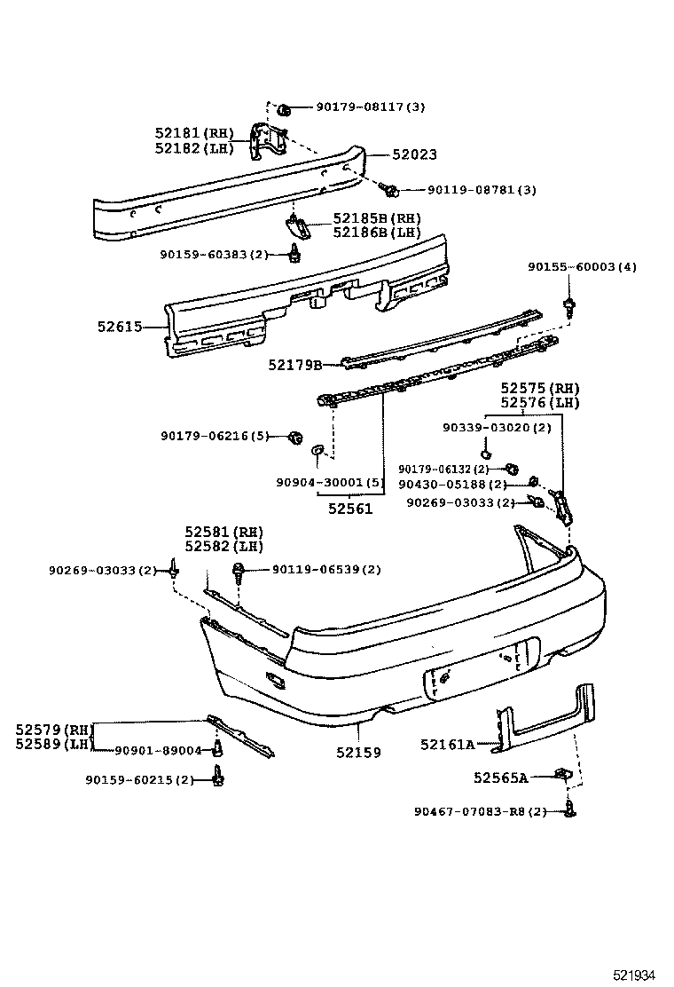 52159-30230-B0 COVER, REAR BUMPER product image