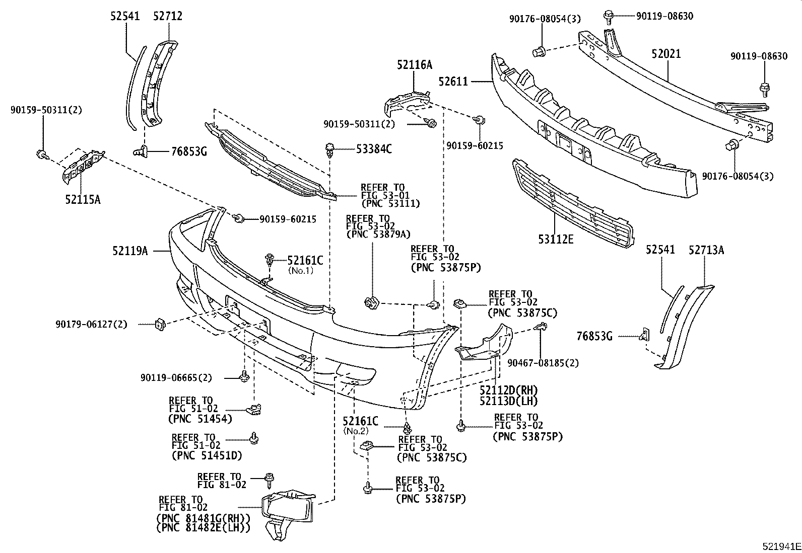 52112-68020 EXTENSION, FRONT BUMPER, RH product image