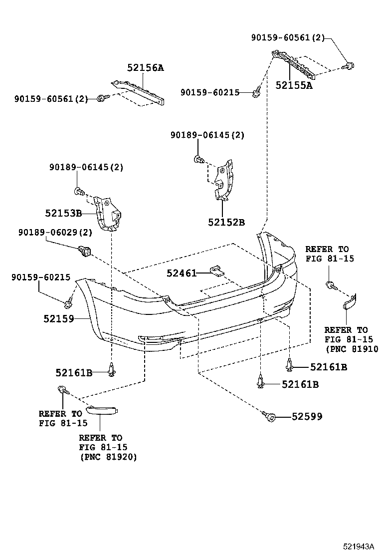 52155-0M010 SUPPORT, REAR BUMPER SIDE, RH product image