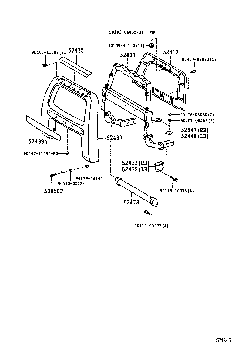 52102-60220 EXTENSION, FRONT BUMPER, RH product image