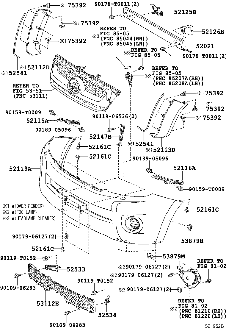 52115-0P010 RETAINER, FRONT BUMPER EXTENSION, NO.1 product image