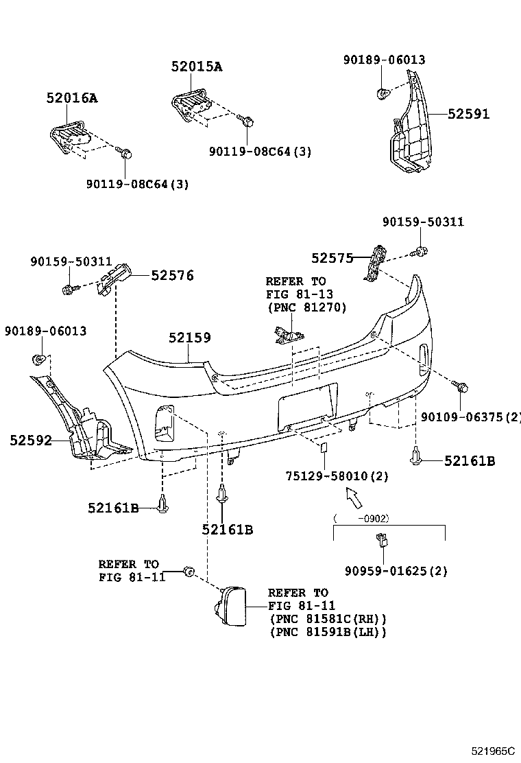 52015-52030 ARM SUB-ASSY, REAR BUMPER, RH product image