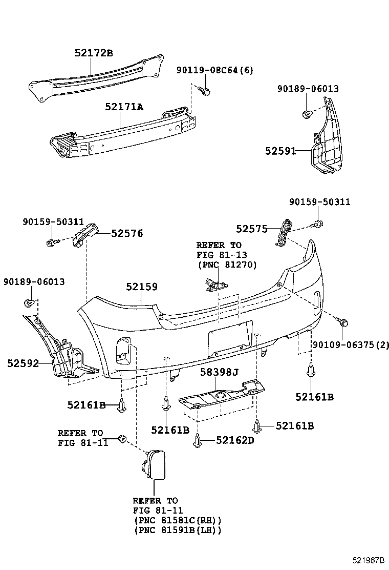 52592-52270 SEAL, REAR BUMPER SIDE, LH product image