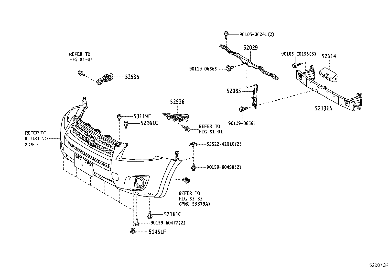 52114-0R030 BRACKET, FRONT BUMPER EXTENSION MOUNTING product image