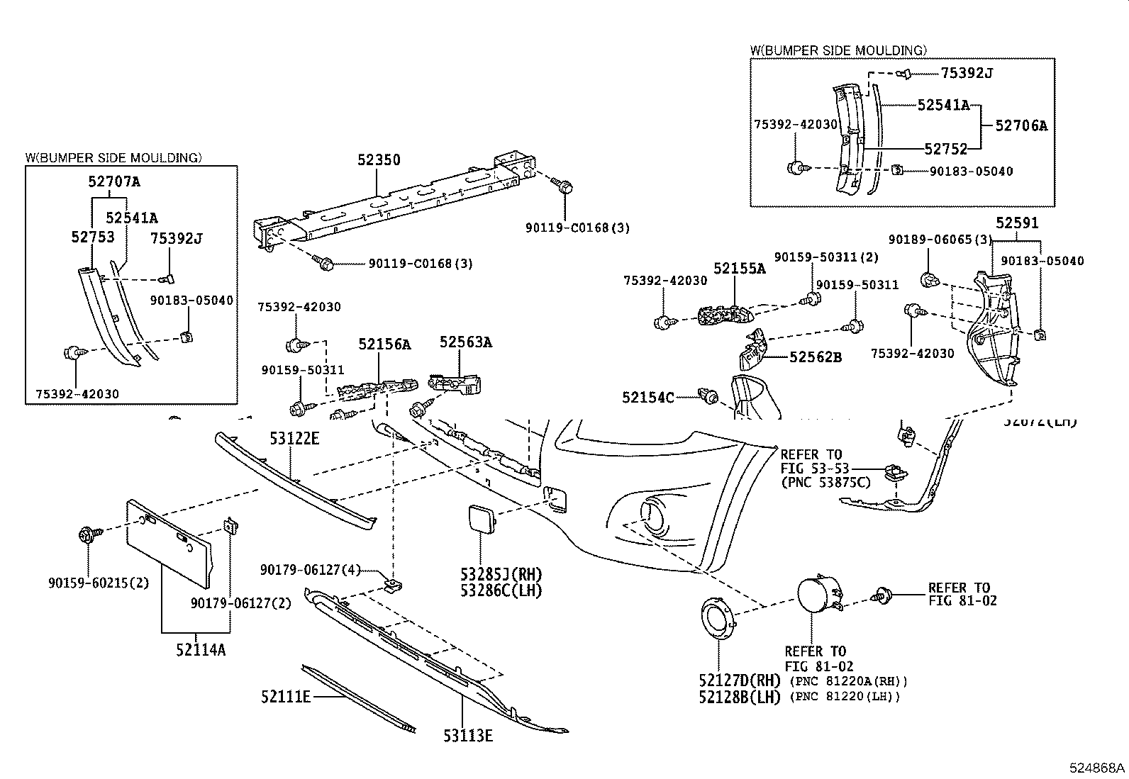 52155-0R020 SUPPORT, REAR BUMPER SIDE, RH product image