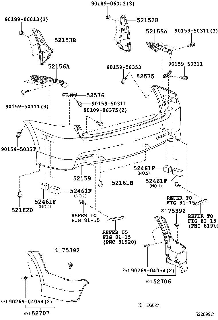 52155-68030 SUPPORT, REAR BUMPER SIDE, RH product image
