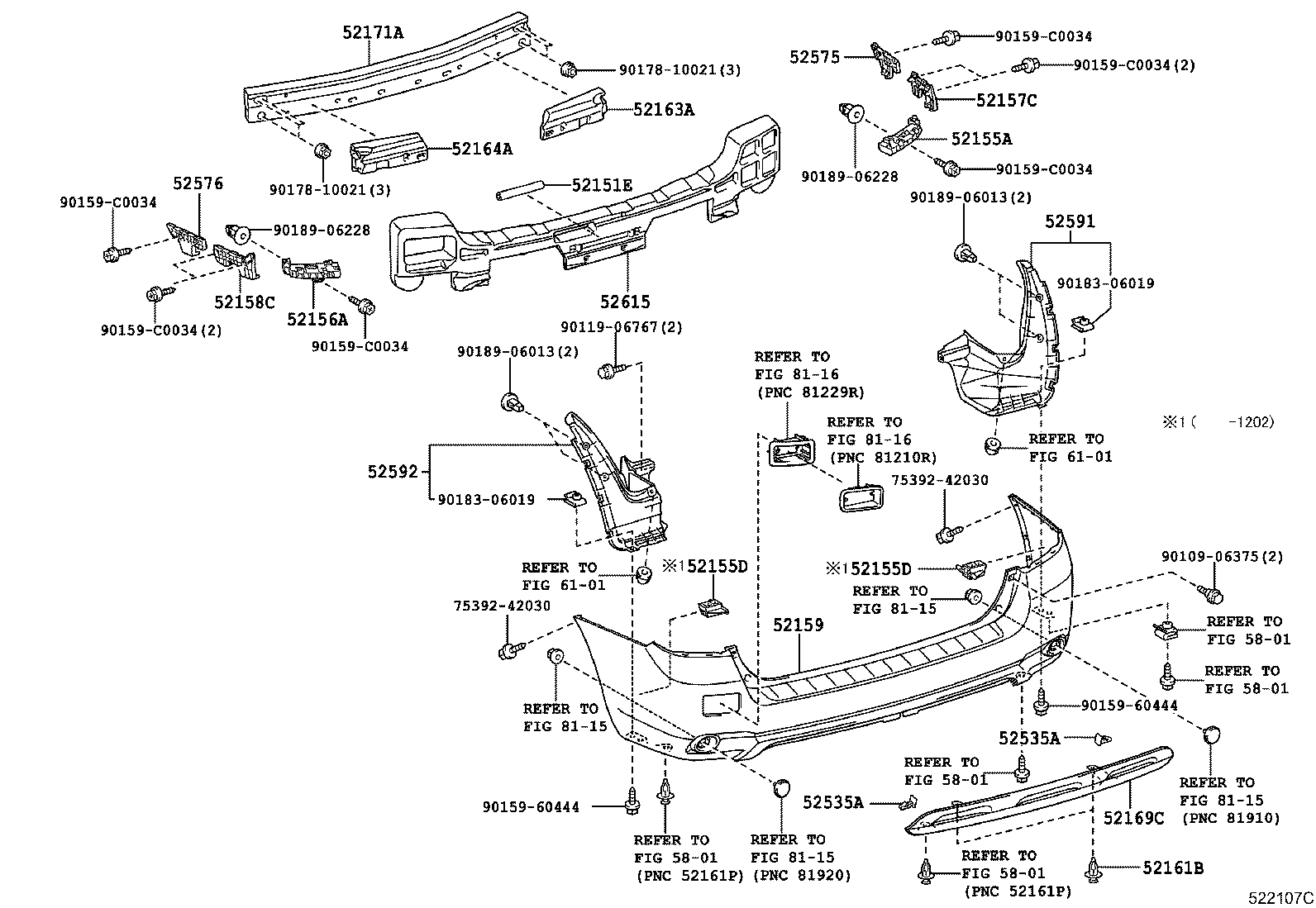 52591-0E050 SEAL, REAR BUMPER SIDE, RH product image