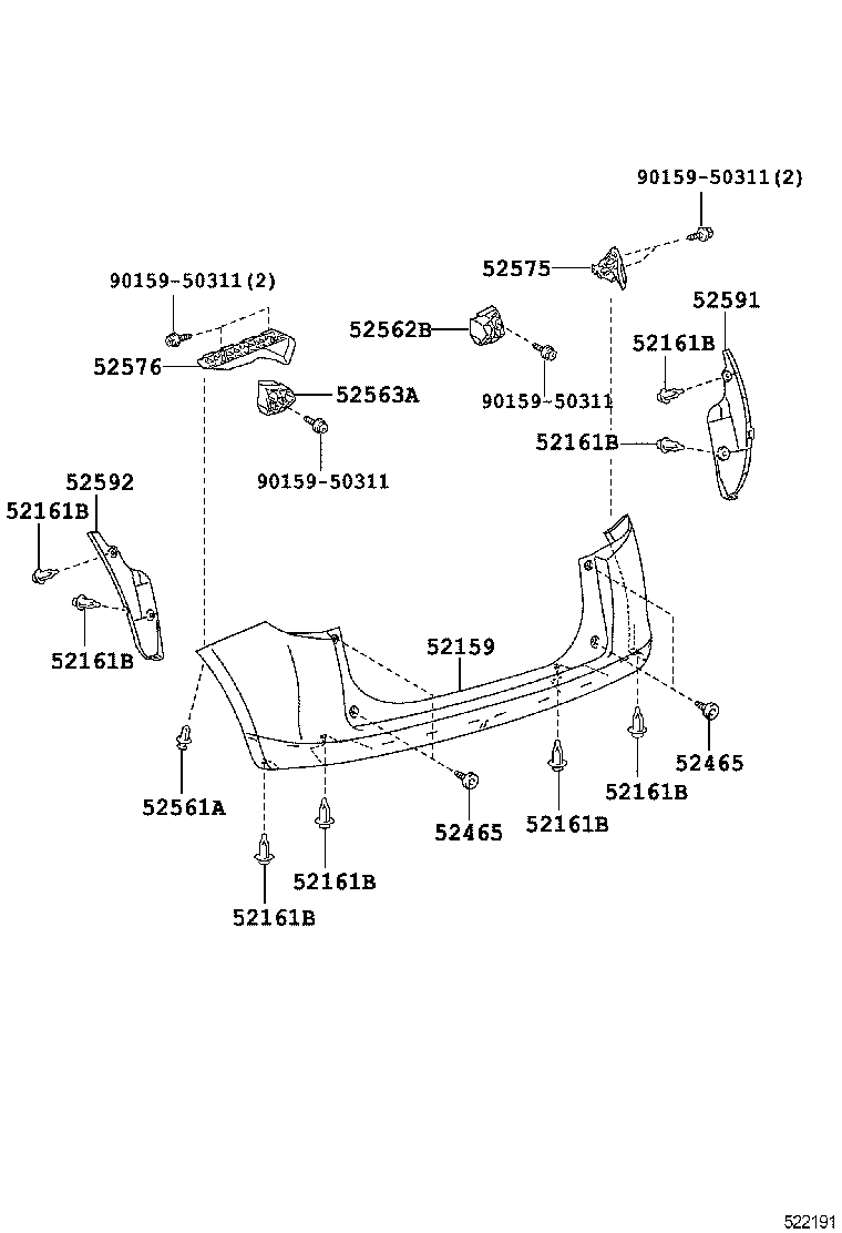 52592-52210 SEAL, REAR BUMPER SIDE, LH product image