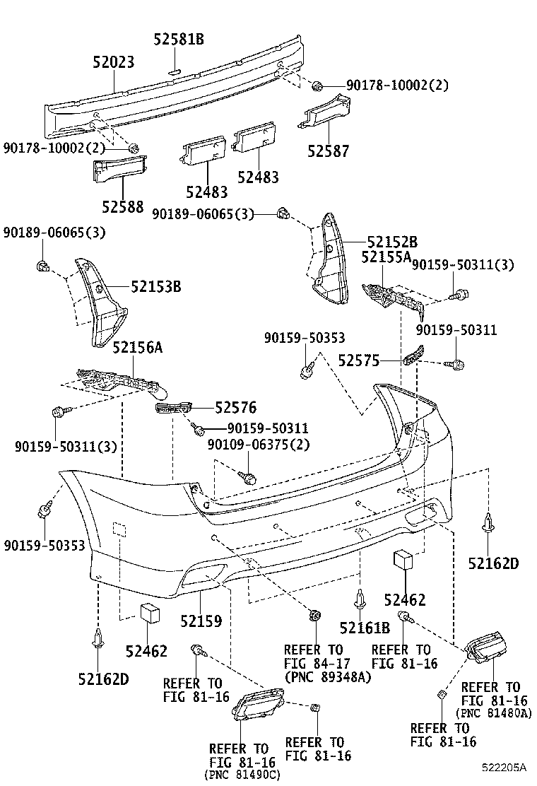 52155-0M020 SUPPORT, REAR BUMPER SIDE, RH product image