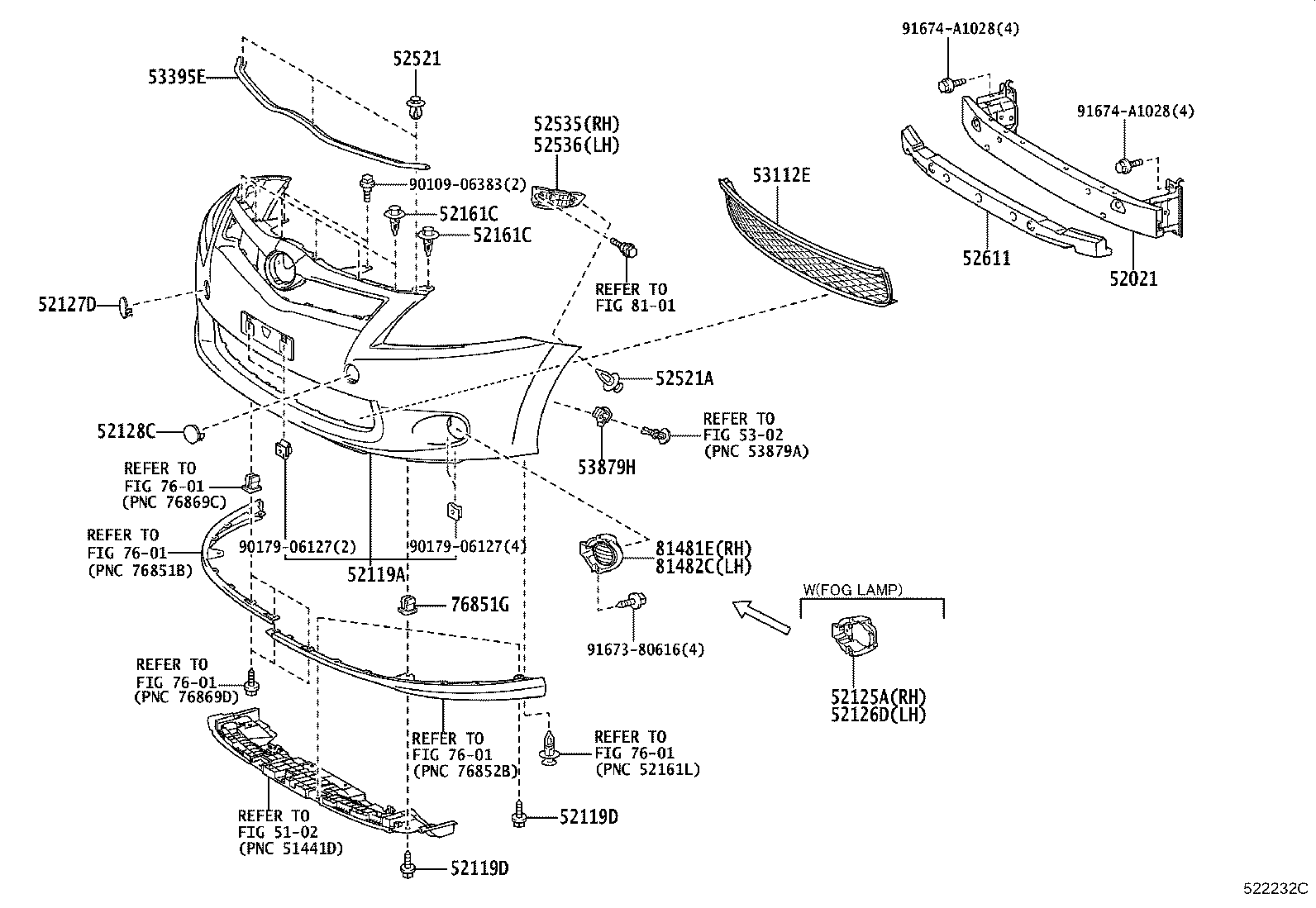 52535-02040 RETAINER, FRONT BUMPER SIDE, RH product image