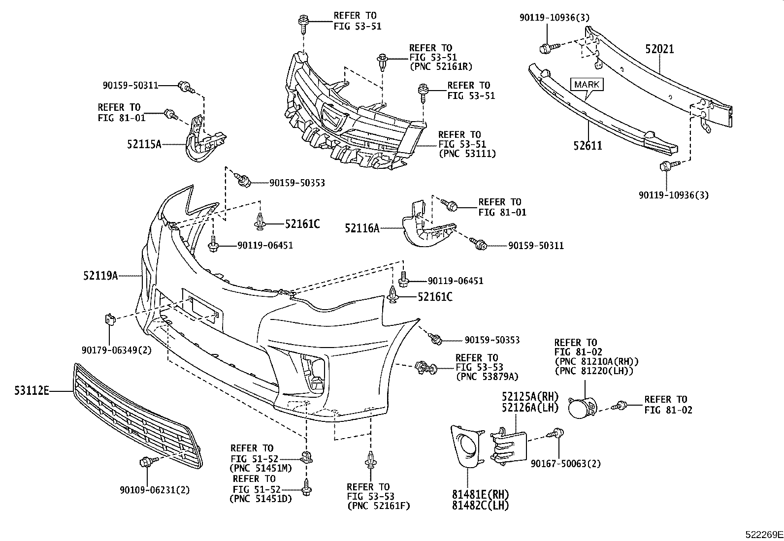 52127-28360 COVER, FOG LAMP, RH product image