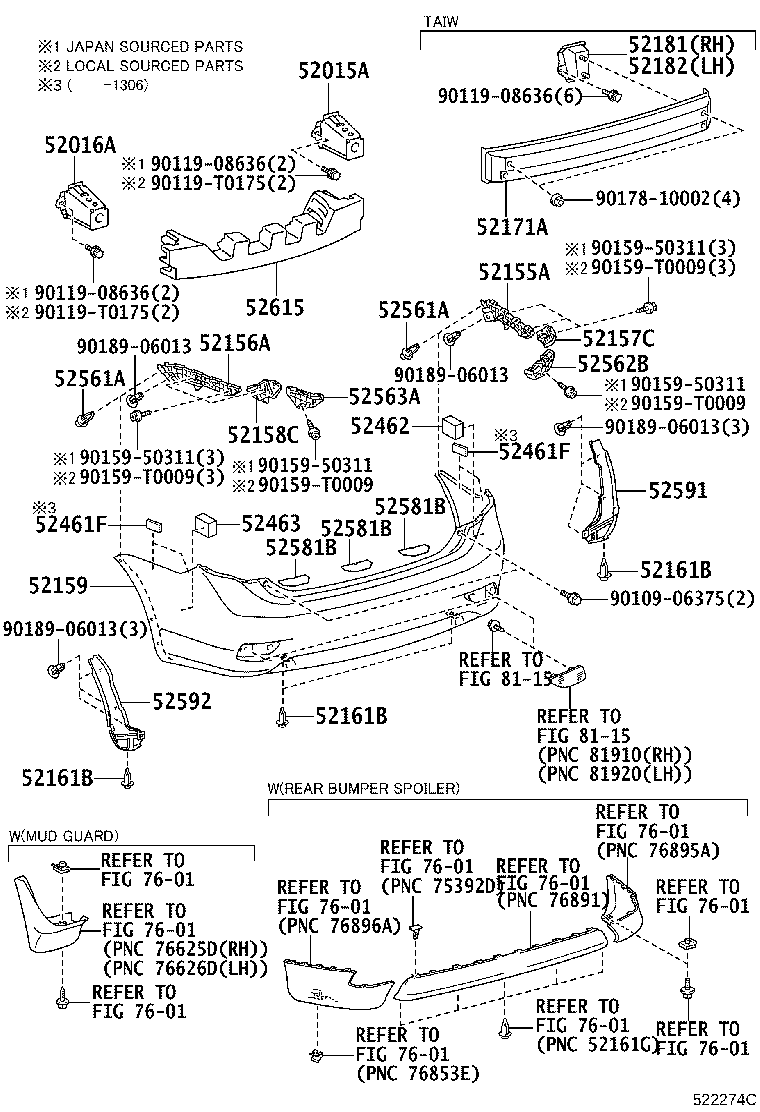 52155-02120 SUPPORT, REAR BUMPER SIDE, RH product image
