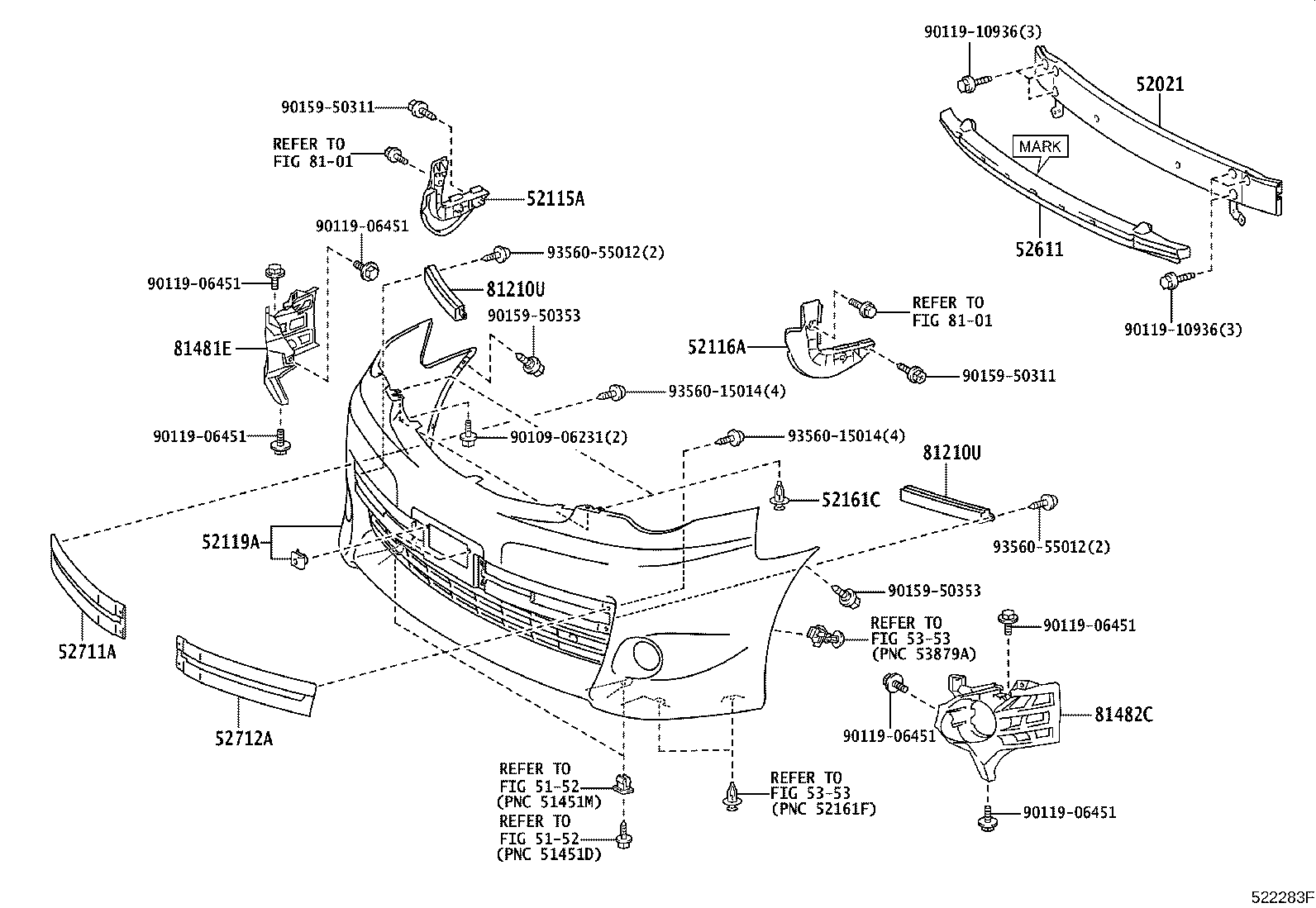 52115-28210 SUPPORT, FRONT BUMPER SIDE, RH product image