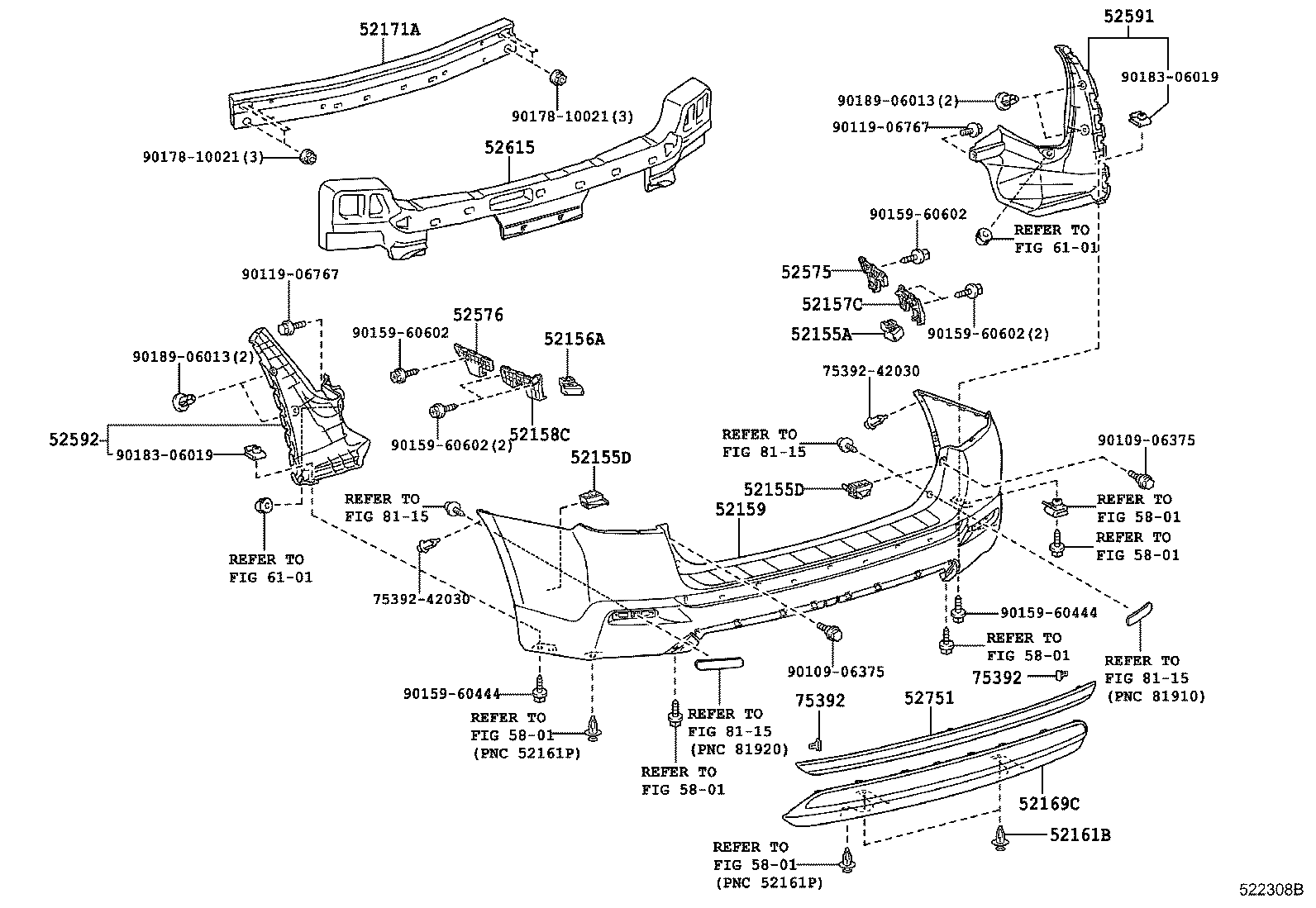 52171-48152 REINFORCEMENT, REAR BUMPER, NO.1 product image