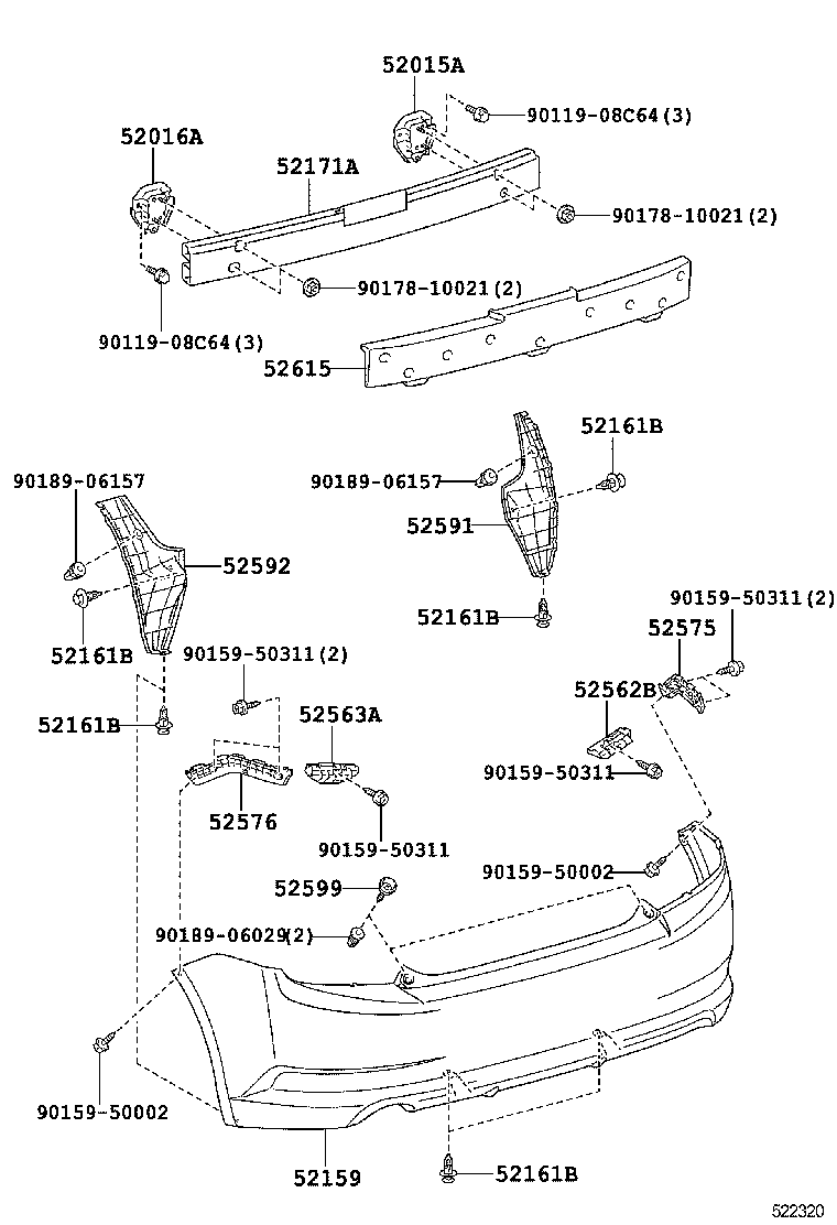52023-21050 REINFORCEMENT, REAR BUMPER, NO.1 product image