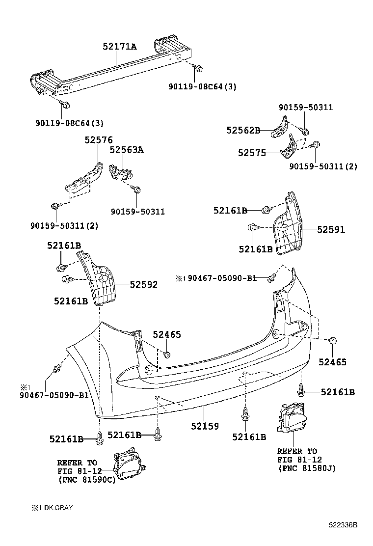 52592-52280 SEAL, REAR BUMPER SIDE, LH product image