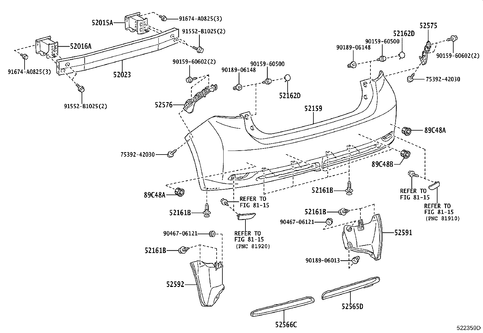 52161-76010-C2 PIECE, REAR BUMPER product image