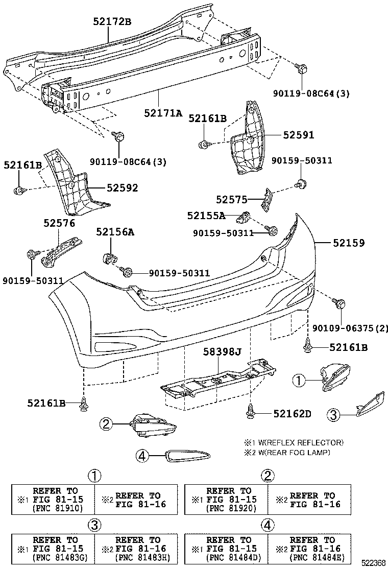 52155-52120 SUPPORT, REAR BUMPER SIDE, RH product image